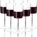 Ciaell 12 Pack Clear Plastic Glasses - 14Oz Plastic Glasses with Stem - Disposable Stemmed Glass for Parties & Weddings & Outdoor