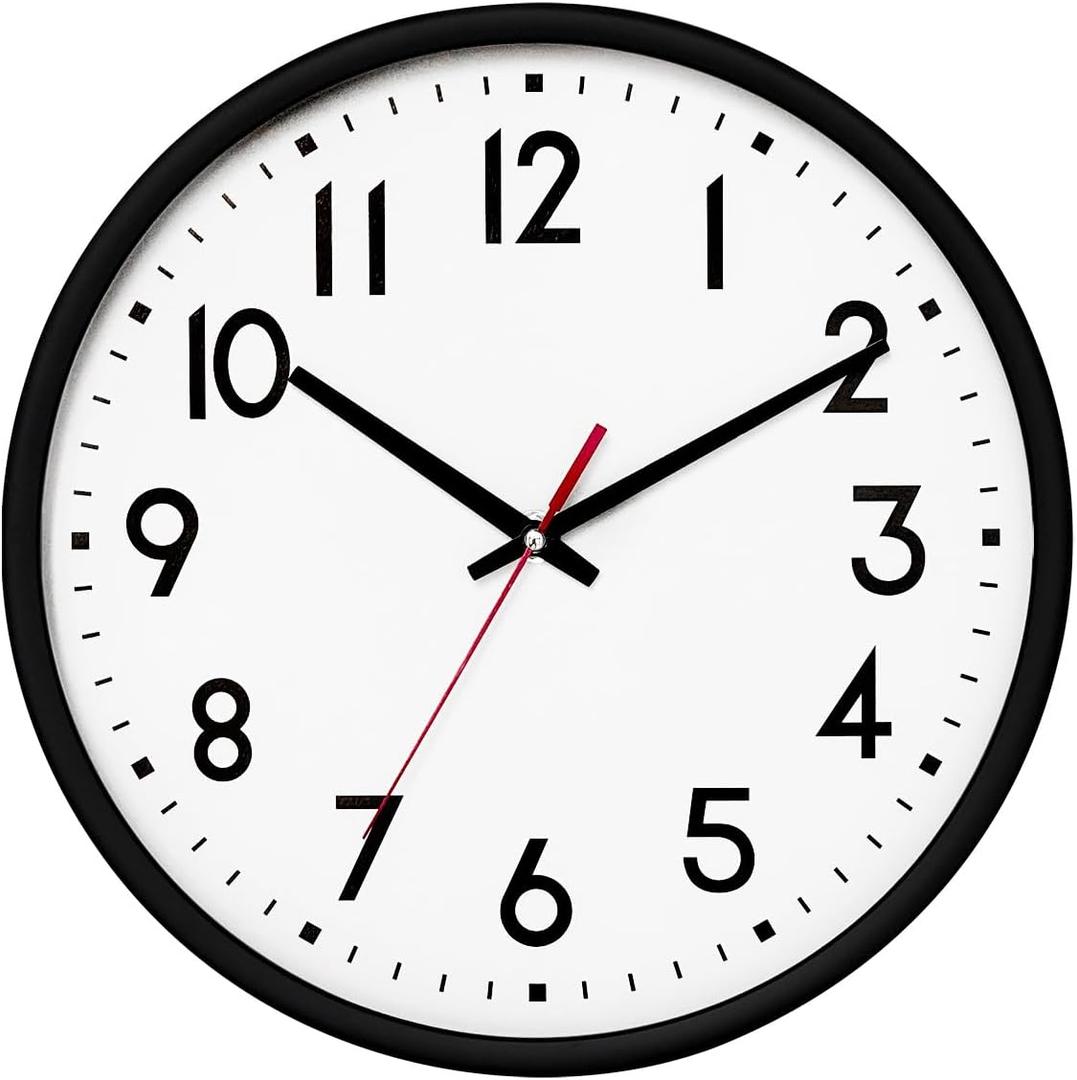 HZDHCLH Wall Clock Black,Silent Wall Clocks Battery Operated 10 Inch Modern Non Ticking Analog Clock Decorative for Kitchen Bedroom Living Room Office Classroom