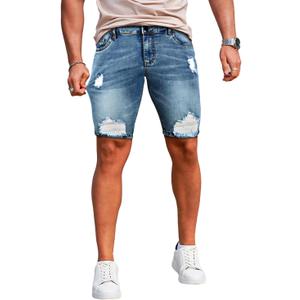 GINGTTO Men's Jean Shorts Ripped Slim Fit Stretch Denim Shorts (34, Blue) GINGTTO Men's Jean Shorts Ripped Slim Fit Stretch Denim Shorts (34, Blue)