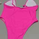 Zando V-Neck One-Piece Swimsuits Cheeky Thong High-Cut WomensXX-Large Hot Pink Tummy Control