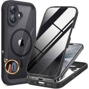 Miracase Magnetic for iPhone 17 Case with Privacy Screen Protector [Compatible with MagSafe],Full Camera Protection and Full Body Shockproof Bumper 17 Phone Cover 6.3", Black