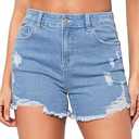 LookbookStore Women Shorts Casual Jean Shorts Cut Off Jeans Shorts for Women Stretch Denim Shorts Womens Jean Shorts Size 14 Blue Breeze, Size Large