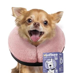 Loflaze Soft Inflatable Dog Cone for Large Medium Small Dogs Cats - Neck Donut, E Collar Alternatives for Recovery, S, Pink