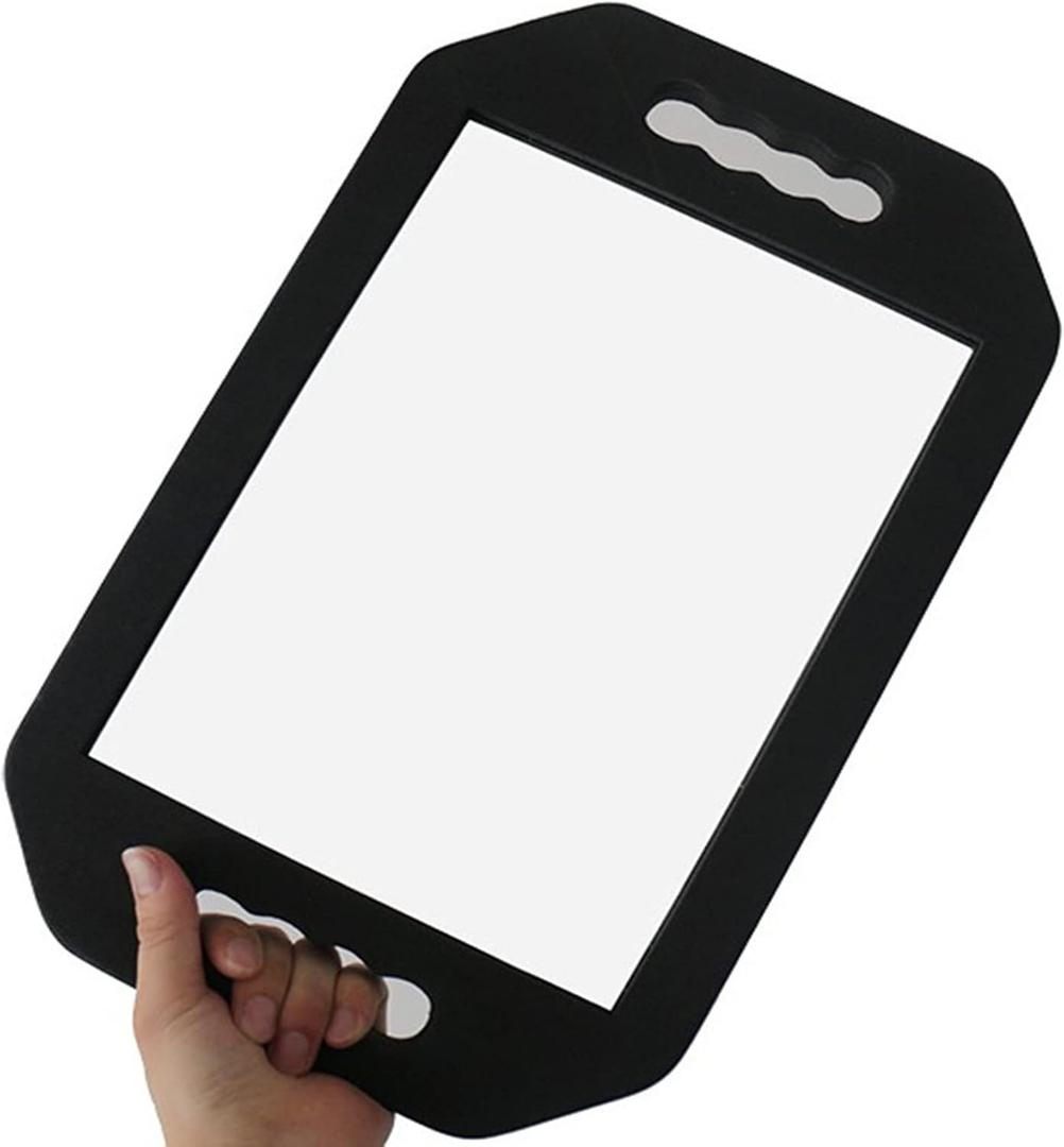 Barber Mirror Handheld Foam, Salon Large Foam Hand Mirror with Double Handle, Square Barbershop Handheld Mirror, Black