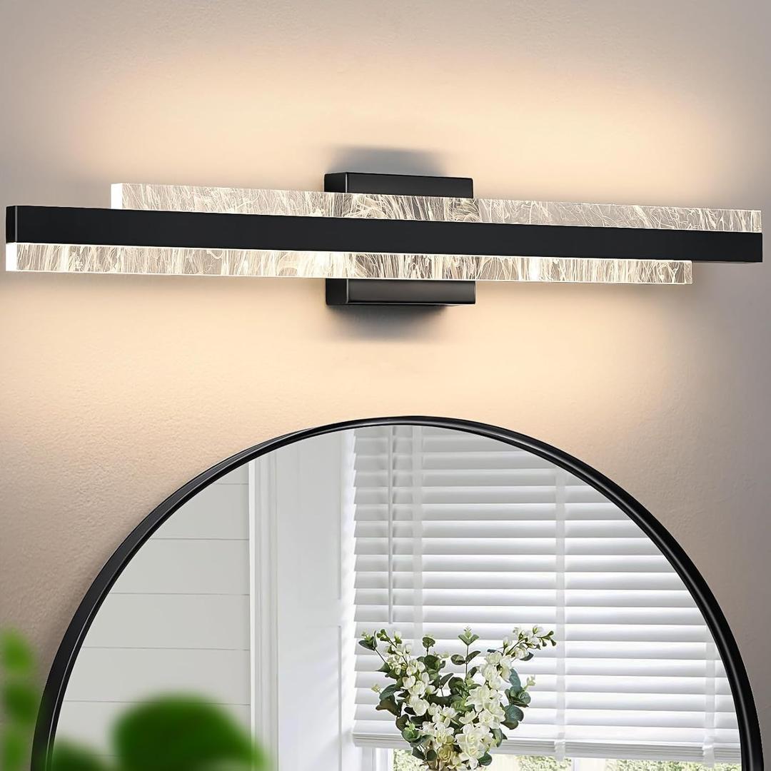 Modern Bathroom Vanity Light: Matte Black 32 inch 28W Dimmable LED Bath Bar Light Fixtures Over Mirror - Wall Sconce Picture Lights for Paintings Cabinets Bedroom 3000k
