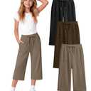 Langyiwee 3 Pack Girls' Capri School Pants, 3-Color, 7-8 Years