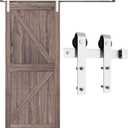 SMARTSTANDARD 6 Feet Brushed Nickel Barn Door Hardware Kit-Heavy Duty Sliding Track-Smoothly and Quietly-Easy to Install-Fit 36" Wide Door Panel (J Shape Hanger)
