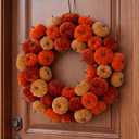 16 Inch Halloween Velvet Pumpkin Wreath