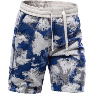 Mylldey Mens Shorts Casual Relaxed Fit Men's Walk Elastic Waist Drawstring Flat Front Shorts (Blue, L)
