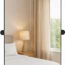 Hamilton Hills 24x36 inch Brushed Black Metal Framed Mirror - Pivot Mirrors for Bathrooms - Rounded Corner Rectangular Frame with Tilt Mirror Brackets - Adjustable and Tilting Farmhouse Wall Vanity