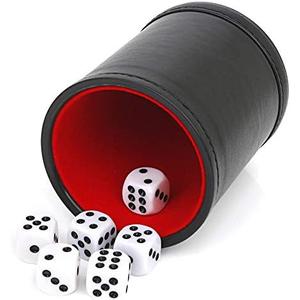 TUZAMA Felt Lined Professional Dice Cup - with 6 Dices Quiet for Yahtzee Game