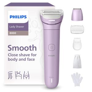 Philips Lady Shaver Series 8000 - Cordless, Wet & Dry Electric Shaver, 3-Blade Shaving System, Flexible Shaving Head, LED Light, for Legs, Body & Bikini, 100 Mins. Runtime, Model BRL149/00 (Shaver + Trimmer, Combs, Glove)
