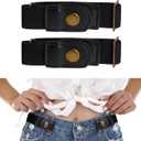 Tucnoeu Invisible Side Belt No Buckle Belt Women and Men,Without Buckle Elastic Stretch Mens Adjustable Belts Pants Jeans (Black)