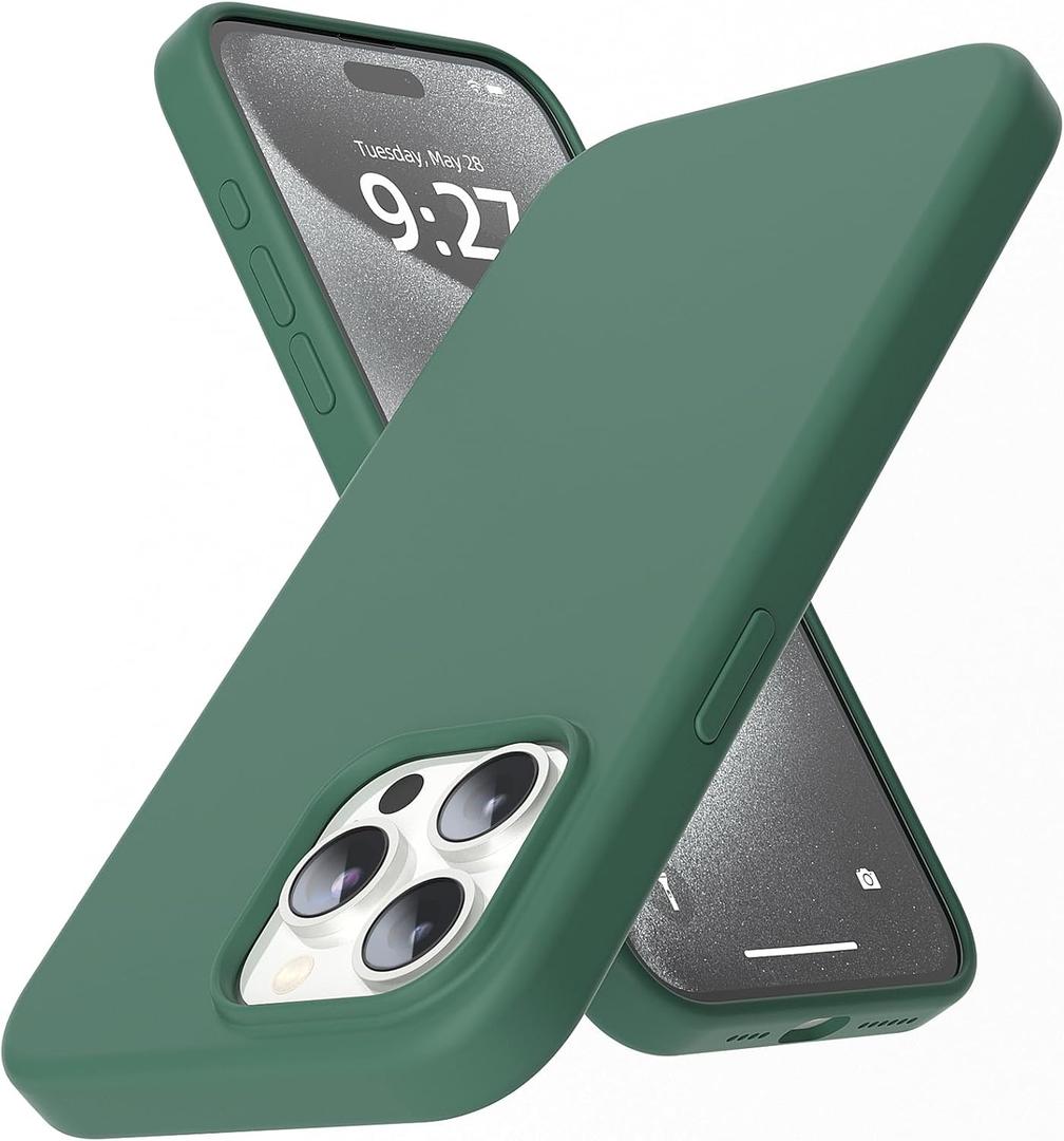 AZF for iPhone 15 Pro Case, Soft Silicone Shockproof Case with Soft Scratch-Resistant Microfiber Lining, 6.1 Inch (Pine Green)