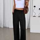 Aleumdr Women's Wide Leg Pants High Waist Casual Pants Fall 2025 Sweatpants Lounge Work Pants Slack with Pockets (Black, S)