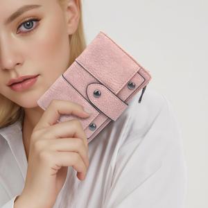 Women Wallet, PU Leather Bifold Wallet Purse Wallets for Women with Buckle, Multiple Slots Ladies Wallet with Detachable Card Pack for Working, Travelling(Pink)