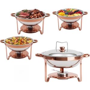 6QT Chafing Dishes for Buffet 4 Pack, Buffet Servers and Warmers, Rose