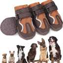 EXPAWLORER 4PCS Anti-Slip Dog Shoes - Waterproof Dog Booties & Paw Protectors with Reflective Straps for Outdoor Cold/Hot Pavement, Indoor Hardwood Floors, Winter Boots for Small Medium Large Dogs (Size 8: 3.19"x3.03" (L*W) (Pack of 4))