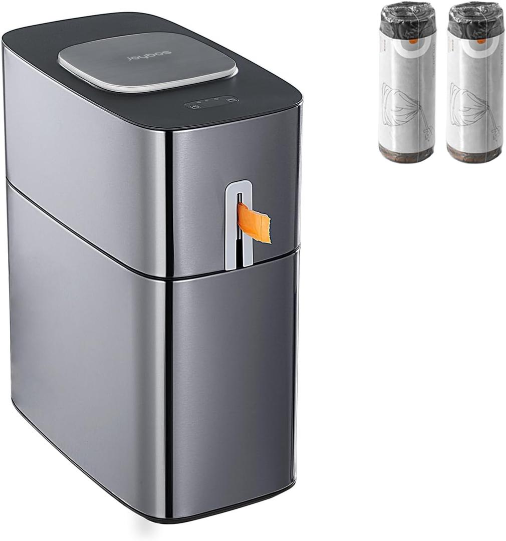 MOPUP Bathroom Trash Cans with Lids | 4.5 Gallon Motion Sensor Stainless Steel Automatic Privacy Garbage Can | Smart Dogproof Trash Bin for Bedroom,Office,Toilet,RV