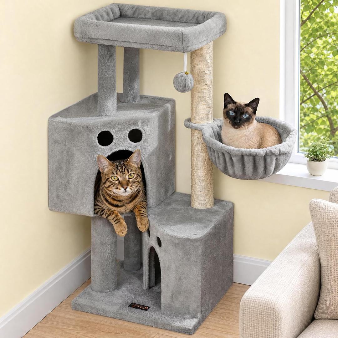 Small Cat Tree Tower for Indoor Cats, 40 in Multi-Level Cat Scratching Post