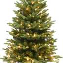 Somikis 3ft Pre-Lit Premium Artificial Mini Christmas Tree with 85 LED Lights and Realistic Nordic Spruce, Solid Cement Burlap Base Basin, for Xmas Home, Office, Tabletop, Party Decoration