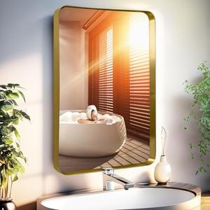 GABNICO Bathroom Mirror 20x30 Inch - Aluminum Frame Rectangle Wall-Mounted Mirrors - Large Round Corner Bathroom Mirrors for Over Sink - Premium Decor for Bathroom Vanity Mirror (Bronze)