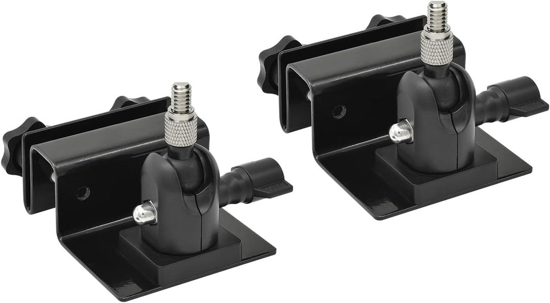 Holicfun Gutter Mount for Bottom-Mount Outdoor Security Cameras and Solar Panels  Fits Google Nest, Wyze, and Other Cameras with Bottom Screw Holes - Black, 2-Pack