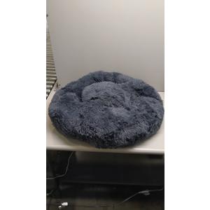 Round Calming Dog Beds for Medium Dogs 30 Inches Anti-Slip Donut Washable Plush Faux Fur Pet Bed fits up to 45 lbs Pets,Dark Gray