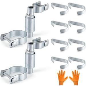 Pelopy 2 Pieces Chain Link Gate Closer with 8 Pieces 1-3/8”Chain Link Fence Gate Clips and a Pair of Gloves, 2-3/8" Post, 1-3/8" Frame - Self Closing - Includes Bolts