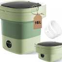 16L Large Capacity Portable Washing Machine, Laundry Washer Cleaning for Underwear, Baby Clothes, Shirts,Small Delicates. Foldable Mini Washer and Dryer Combo for Apartment,Hotel,Camp,RV,Travel(Green)