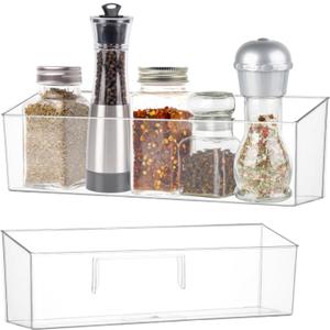 2 Pack Spice Rack, Spice Organization for Cabinet, Storage Organizer Bins, Clear Plastic Seasoning Jars Rack Condiment Bottles Shelf Makeup Organizer for Kitchen Cabinet Doors Pantry RV Organization