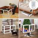 ZJSF Freestanding Dog Fence Indoor, Foldable Dog Gate for Doorways, Stairs or Hallways, Sturdy Wood Extra Wide Pet Gate with Support Feet for The House, White, 24 "Height-6 Panels
