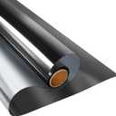 KESPEN Window Privacy Film One Way Daytime Privacy Static Cling Sun Blocking Anti UV Reflective Window Tint for Home and Office, Black-Silver, 17.5 Inch X 6.5 Feet