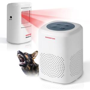 Barking Dog Motion Sensor-Pir Human Body Dog Barking Alarm Realistic Wireless Loud 1000Ft Door Chimes Home Security 1 Receiver 1 Motion Detector Driveway Alarm Kit