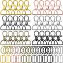 PAXCOO Keychain Bulk with Key Chain Swivel Hook D Rings and Slide Buckles for Handbag Purse Hardware Craft (3/4 Inch) (Multicolor)