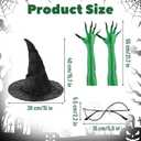 4PCS Witch Costume Accessories Set Wicked Costume Witch Costume Accessories with Hat Gloves Glasses