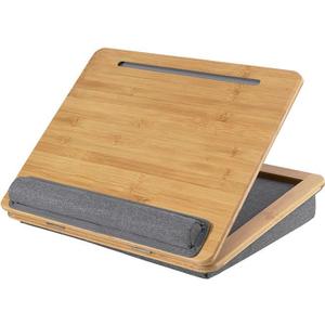 SANJIMO Adjustable Lap Desk for Laptop with Cushion, Bamboo Laptop Stand with AntiSlip Strip Tablet Phone Holder, Fits up to 15.6 inch or 14 inch with Mouse Space