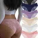 Sexy Cheeky Womens Underwear Comfortable Seamless Panties Luxurious Lace Bikini Briefs (Small, A-6 Pack-6 Color)