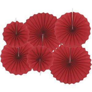 MECCANIXITY Hanging Paper Fans Party Set 12Pcs Round Pattern Hanging Paper Fans Decoration for Home Shop Wall Birthday Wedding Graduation Events(Wine Red)
