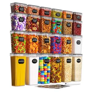 Airtight Food Storage Containers with Lids, 24 PCS Kitchen and Pantry Organization Canisters, BPA-Free, PVC-Free, Food-grade Plastic Leak-proof Jars for Cereal, Flour, Sugar, Extra 24 Labels & Marker