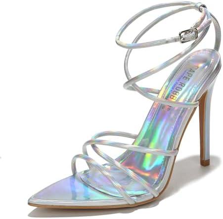 Cape Robbin Women's High Heels Strappy Stiletto Sandals Open Toe, Sexy Party Evening Dress Pumps for Women (Nabil) (6, White)