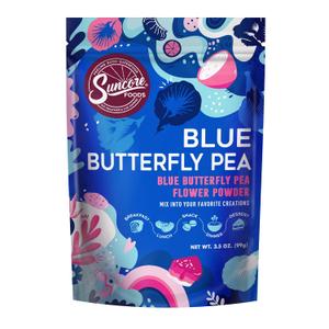 Suncore Foods Blue Butterfly Pea Powder, Blue Food Coloring Powder, Gluten-Free, Non-GMO, 3.5oz (1 Pack), EXP 12/27/2027