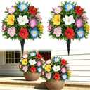 4 x 24" Artificial Topiary Flower with Ground Spike Fake Bushes Hawaiian Decor