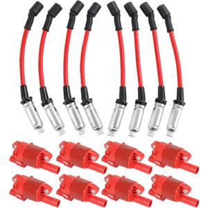 Spark Plug Ignition Wire with Round Ignition Coil Pack UF414 Replacement For Chevrolet Avalanche Corvette Express 2500 3500 Escalade Yukon XL H2 H3 Replace 48322R, 2000208, 12573190, GN10165, 12570616