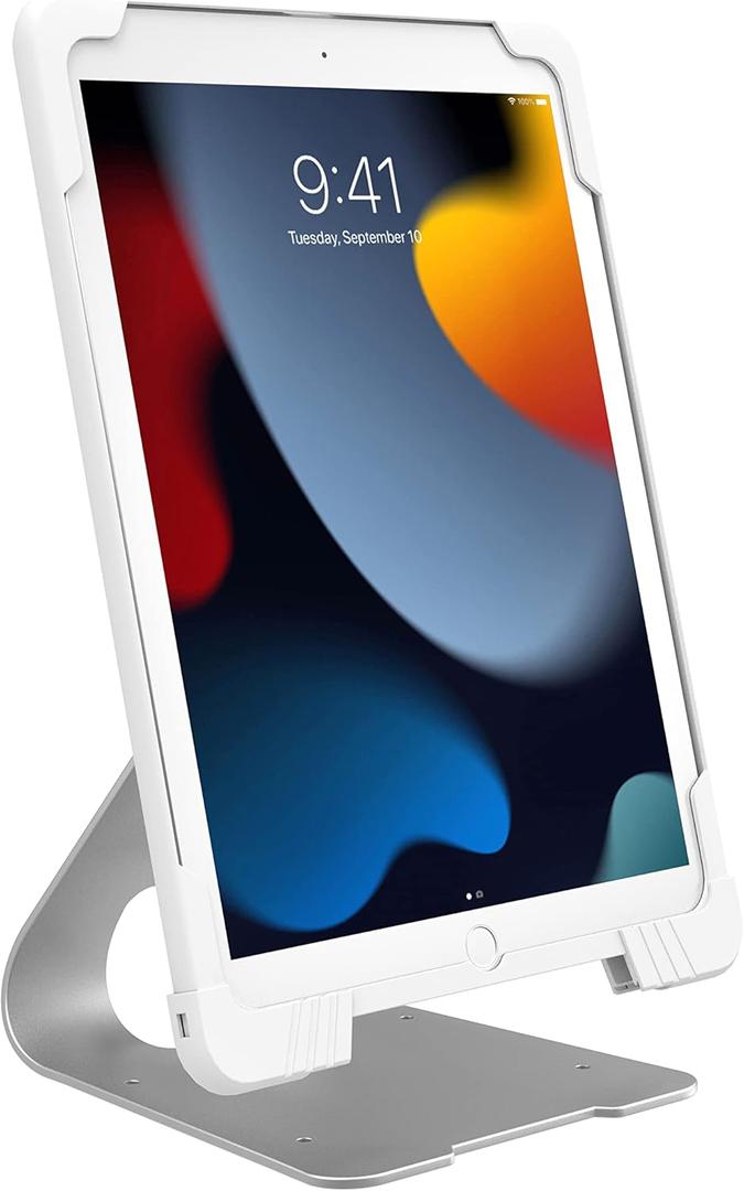 CTA Anti-Theft Case & Stand  Solid Security Locking Case with 180 Angle Adjustability  Compatible with iPad 5th-9th Gen, Air 1-3 & Pro 9.7 and 10.5 - White - (PAD-ASCS10W)