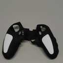 Skin for DualSense Edge, Ergonomic Soft Anti-Slip Silicone Controller Grip Cover Case Accessories Set for PlayStation 5 DualSense Edge Controller with Thumb Grip Caps (Black White)