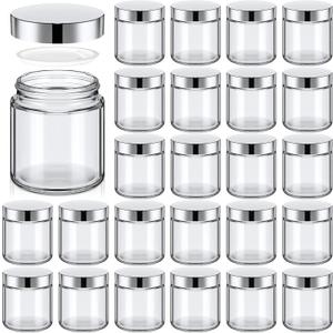 Tioncy 12 Pcs 4oz Empty Cosmetic Container Glass Candles Jars with Rose Gold Lids 100ml Round Small Candle Making Mason Canning Jar for Sample Powder Liquid Camping Travel Storage(Clear)