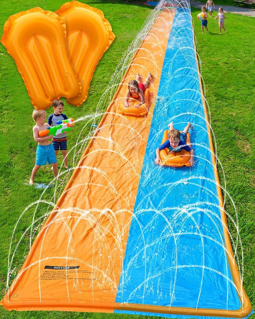 Spring Water 40FT Slip and Water Slide, Extra Long Slip n Water Slide for Kids and Adults, 2 Inflatable Bodyboards and Sprinkler, Giant Summer Heavy Duty Water Slides Outdoor Toys for Backyard