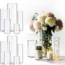 2 x Cylinder Glass Bud Vases Set of 15 Clear Flower Vase for Centerpieces Shelf, Modern Small Vases for Living Room Bedroom Office Home, Decor for Wedding House Warming Party
