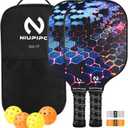 niupipo Pickleball Paddles Set of 2/4, USAPA Approved Lightweight Pickleball Rackets, Durable Fiberglass Surface with Polypropylene Honeycomb Core, Cushion Grip and Carry Bag (Blue & Purple)